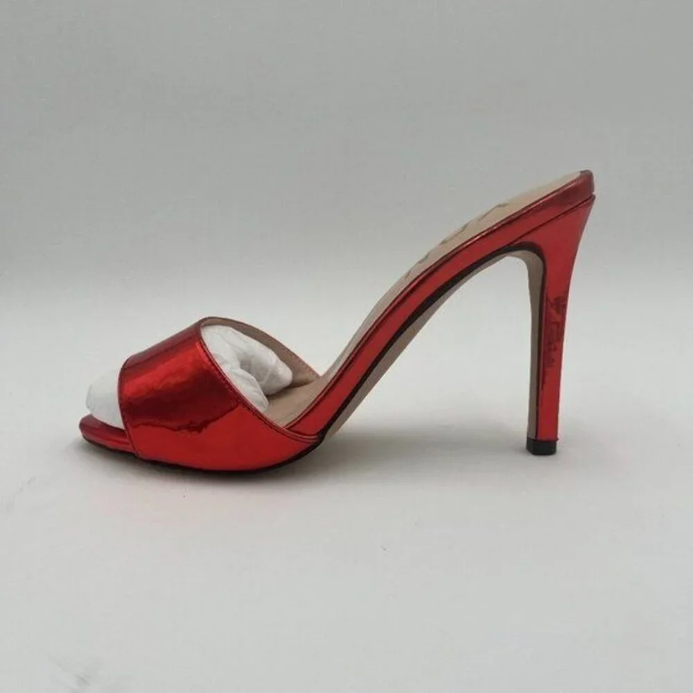 YDN Red Comfy High Heel Mules Slip on Clog Sandals Open Toe Dress Slide Shoes - Picture 2 of 6